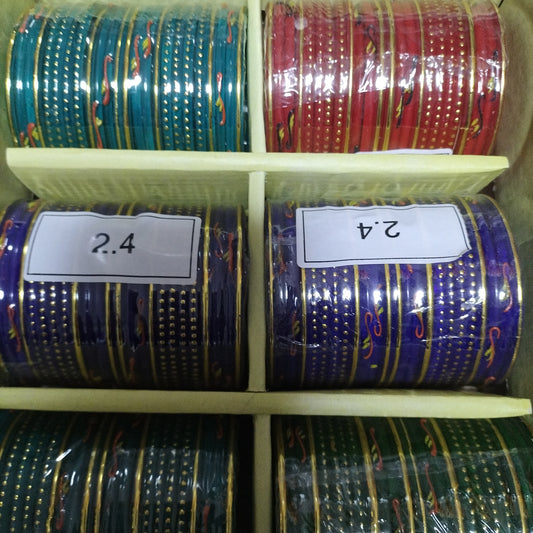 Assorted Glass Colour Bangles Set-2 Dozen-M03-2.4 S