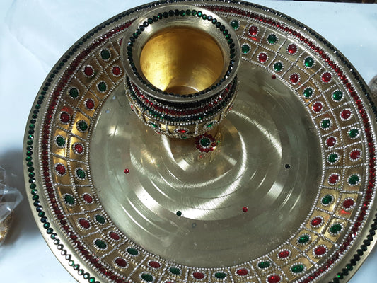 Brass Kalash And Plate