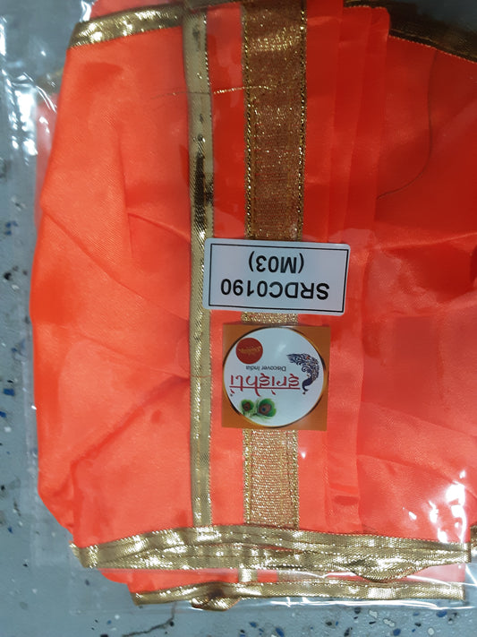 Ganesha Florence  orange Dhoti with Angavastram-7.5 Inches