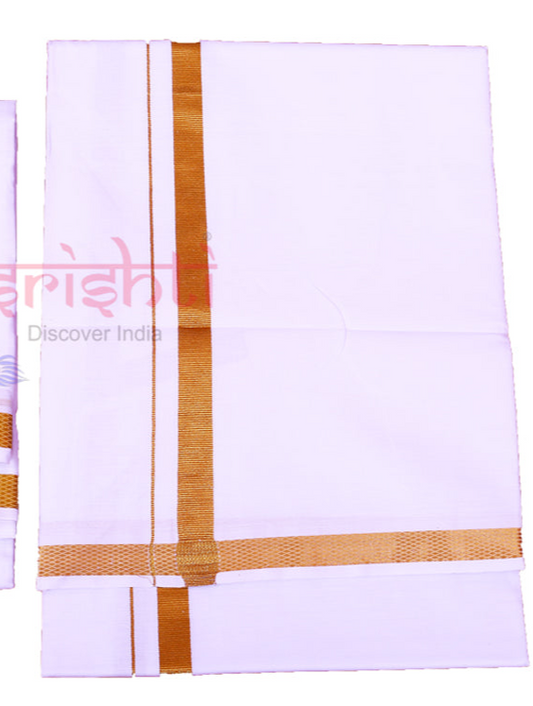 Srishti White Cotton Dhoti -4 Yards
