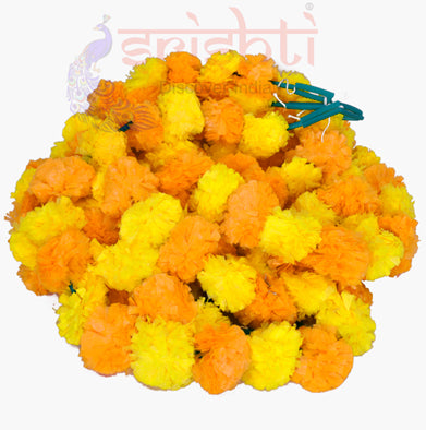 Artificial Marigold Strings-Yellow and Light Orange