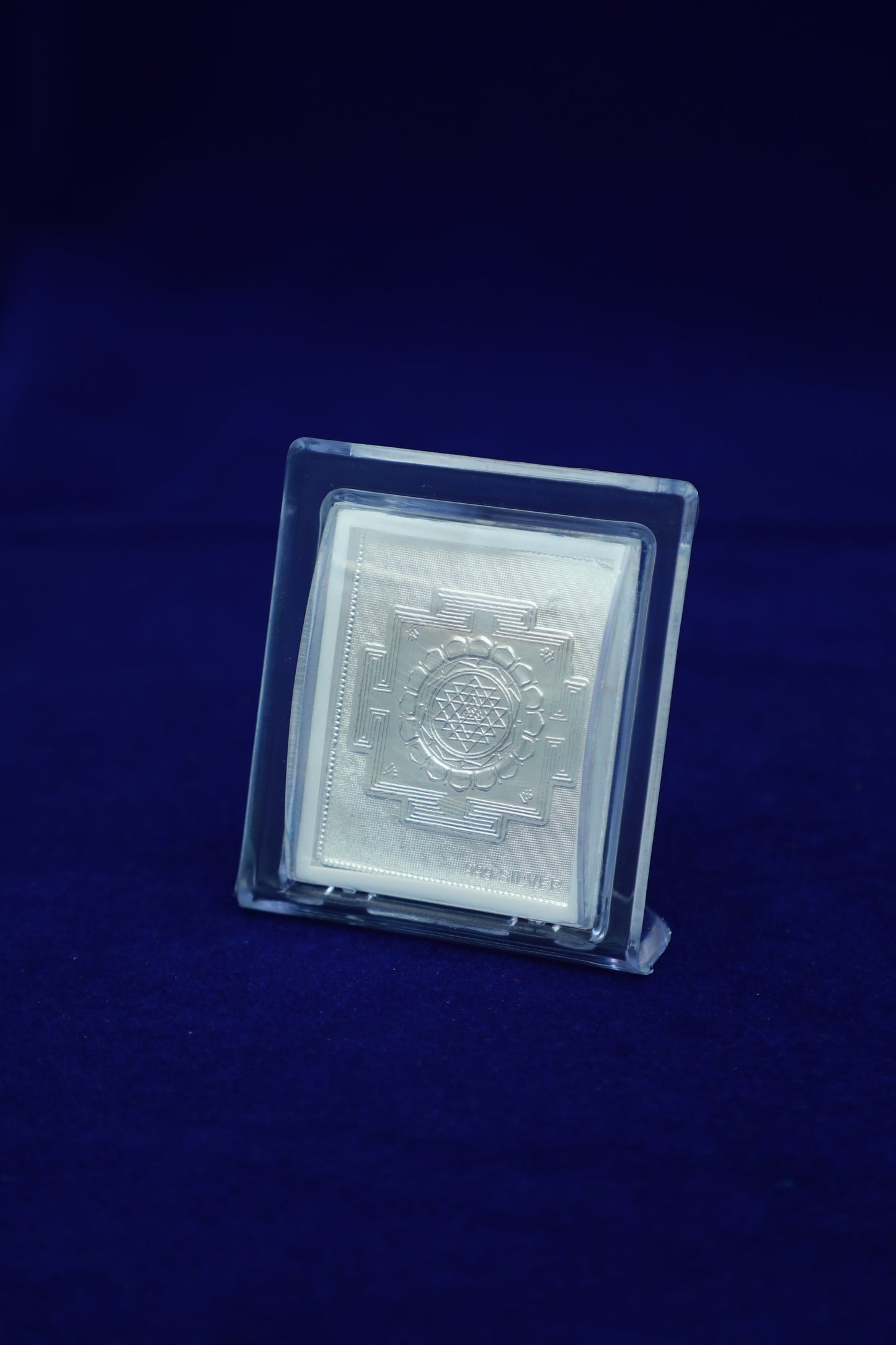 Pure Silver Sri Chakra Yantra Acrylic Stand