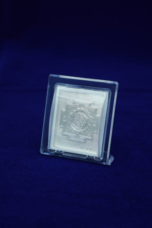 Pure Silver Sri Chakra Yantra Acrylic Stand