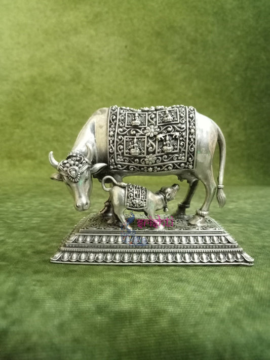 Pure Silver Antique Cow and Calf-179 Grams