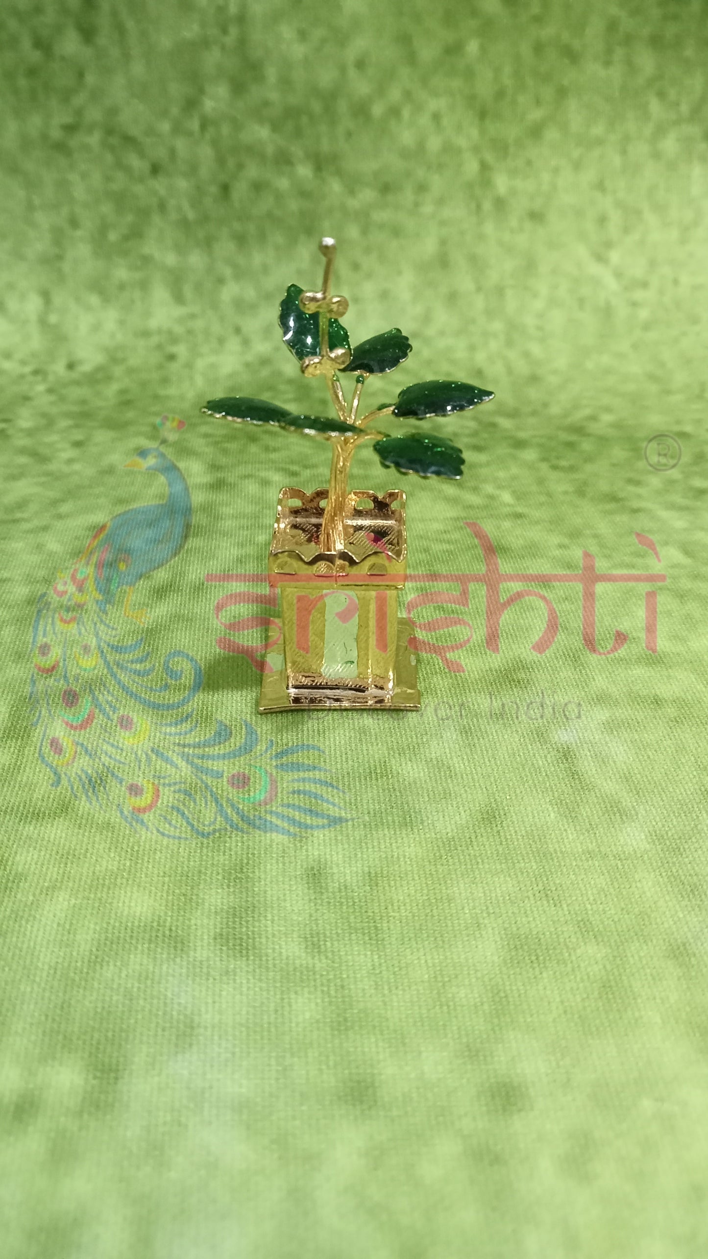 Pure Silver Tulsi Stand Gold Plated-12 Grams