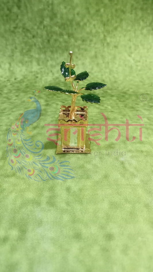 Pure Silver Tulsi Stand Gold Plated-12 Grams
