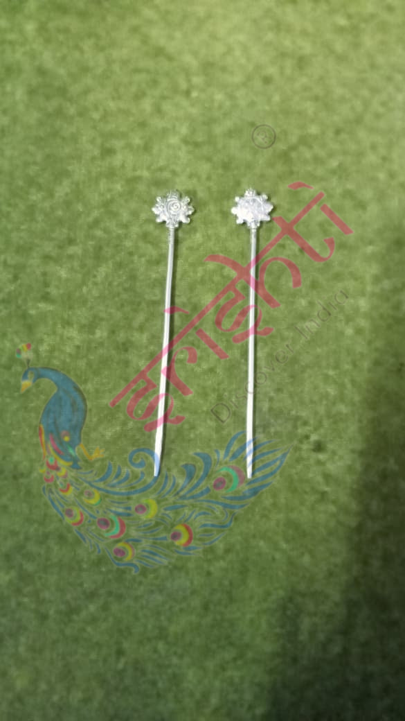 Pure Silver Shankh Chakra Thiruman Namam Stick-5 Grams | Buy Online Australia | Srishti Australia