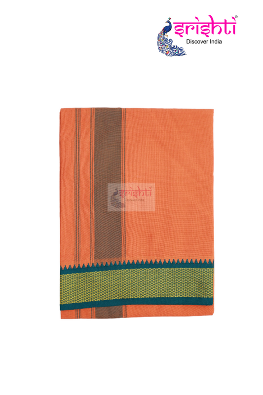 Men's Cotton Ayyappa Orange Dhoti/Veshti-4 Yards-M03