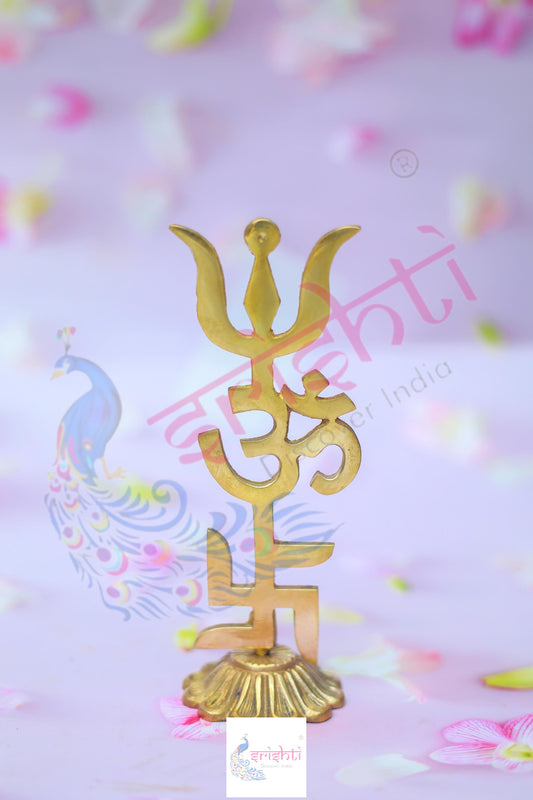 Brass Trishakti with Stand-6.5 Inches