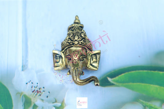Brass Ganesha Face Wall Hanging-2.25 Inches