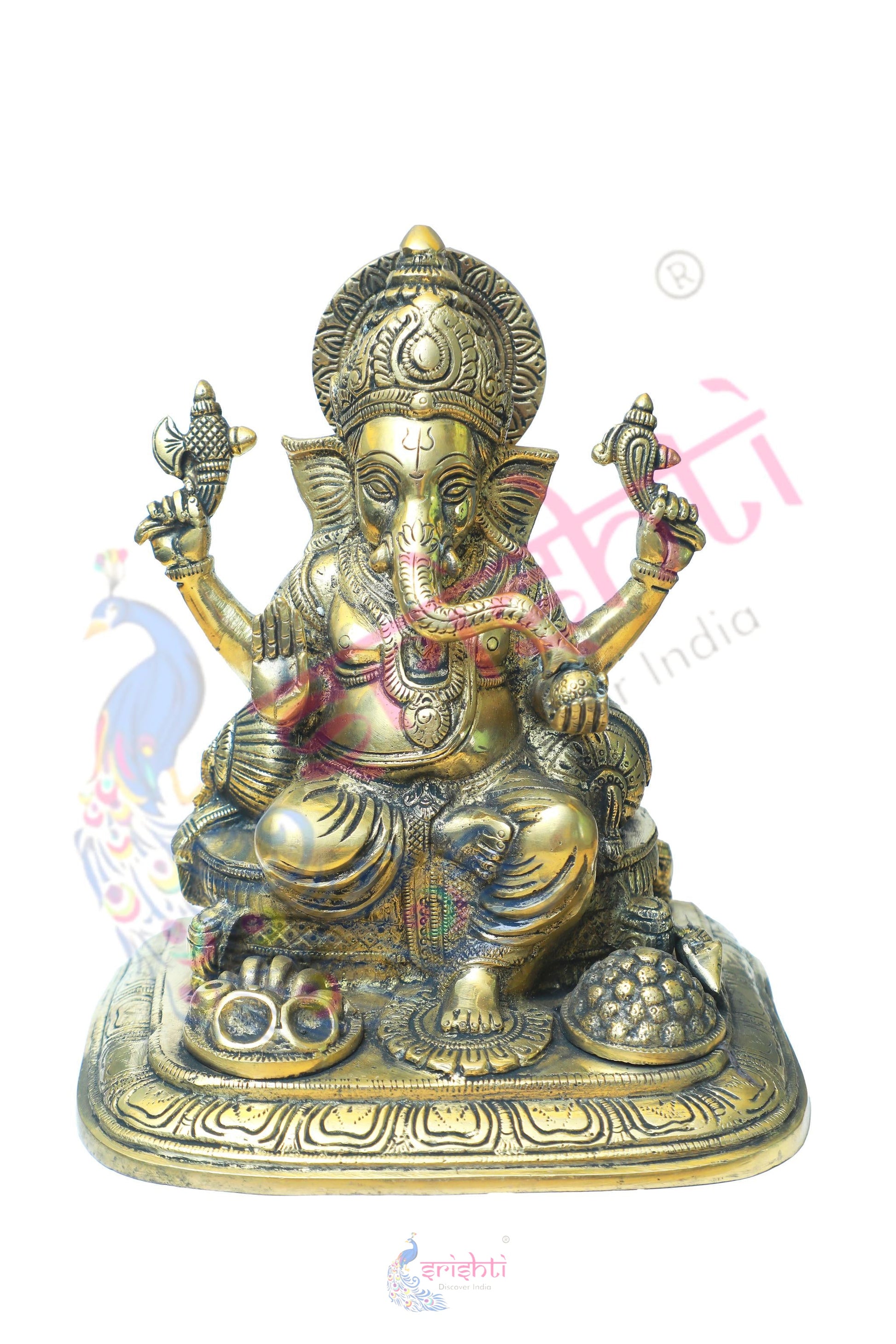 Brass Ganesha(M02)-9.5 Inches