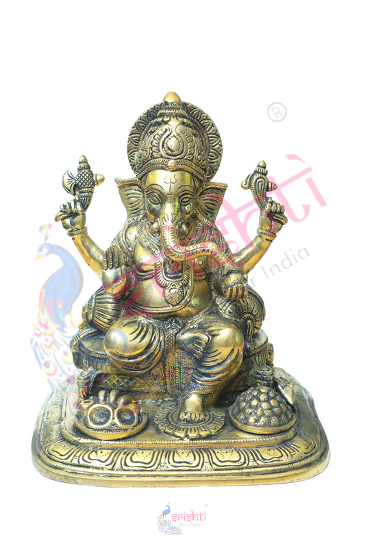 Brass Ganesha(M02)-9.5 Inches