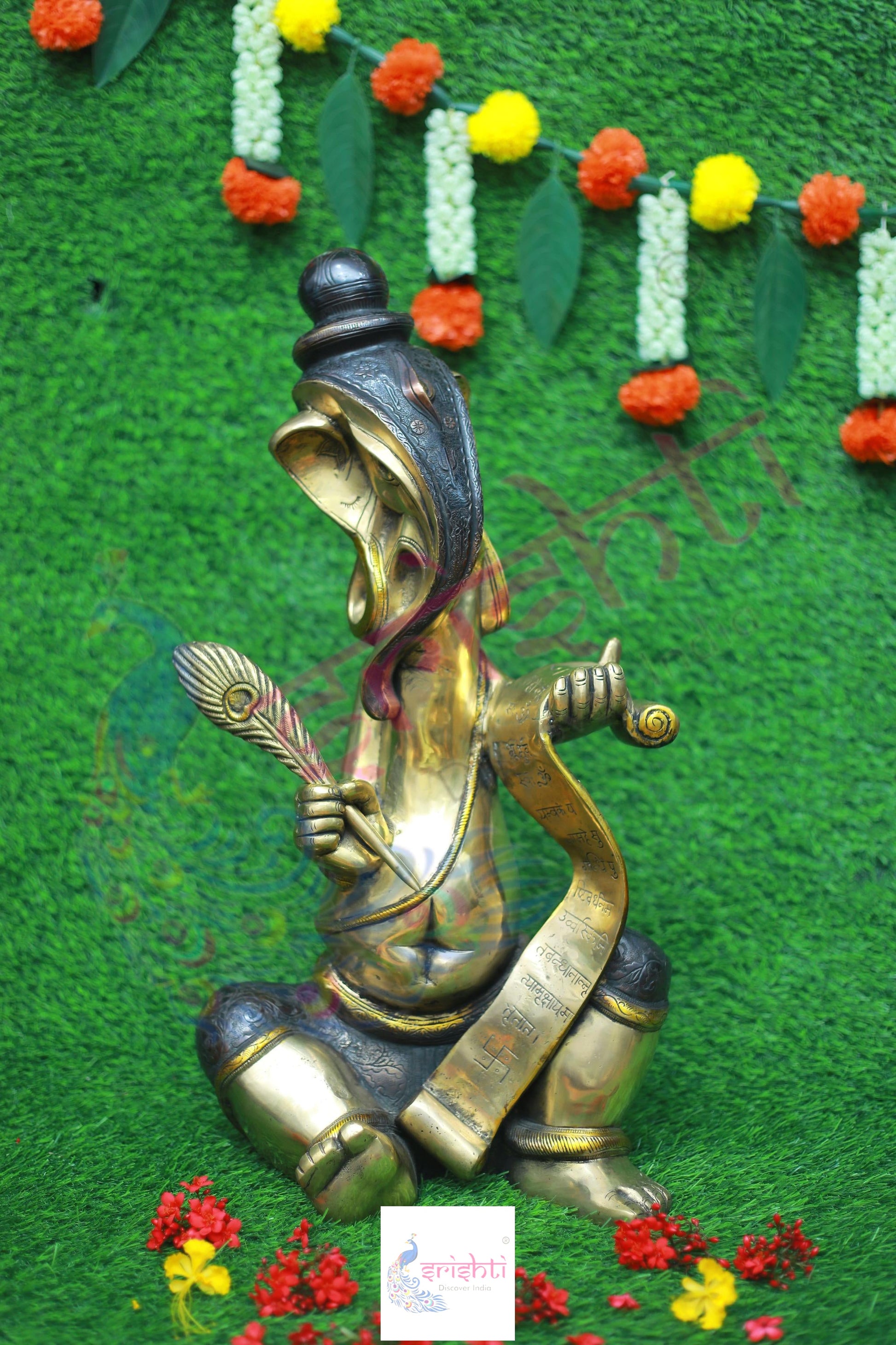 Brass Writting Ganesha-23 Inches