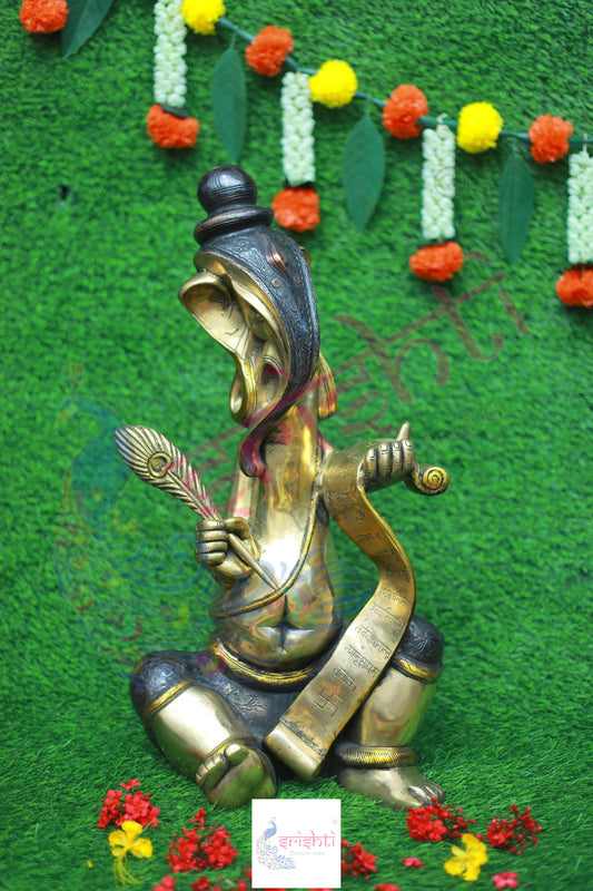 Brass Writting Ganesha-23 Inches