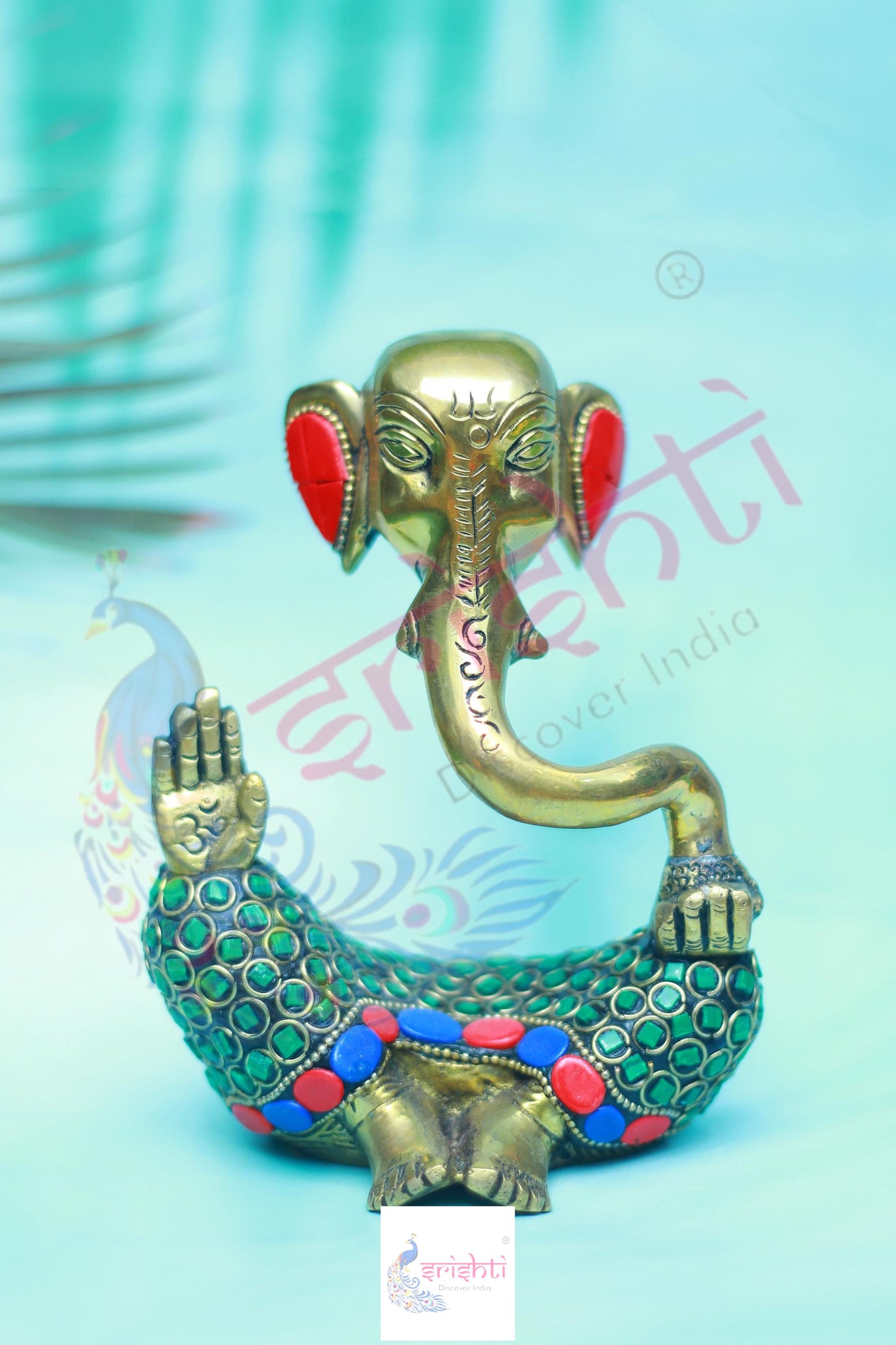 Brass Fancy Ganesha with Stone Work-6 Inches