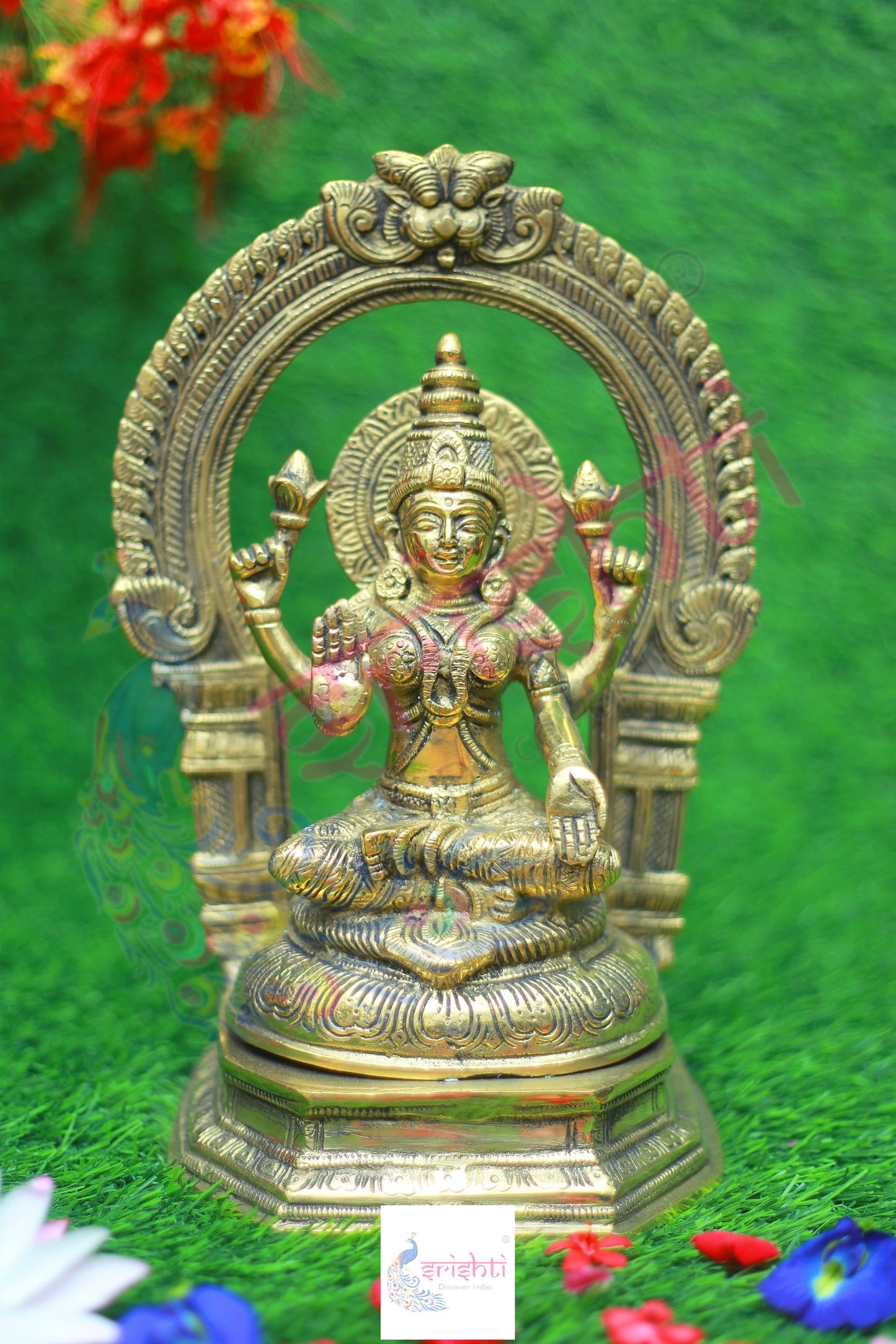 Brass Lakshmi with Arch(M02)-11 Inches