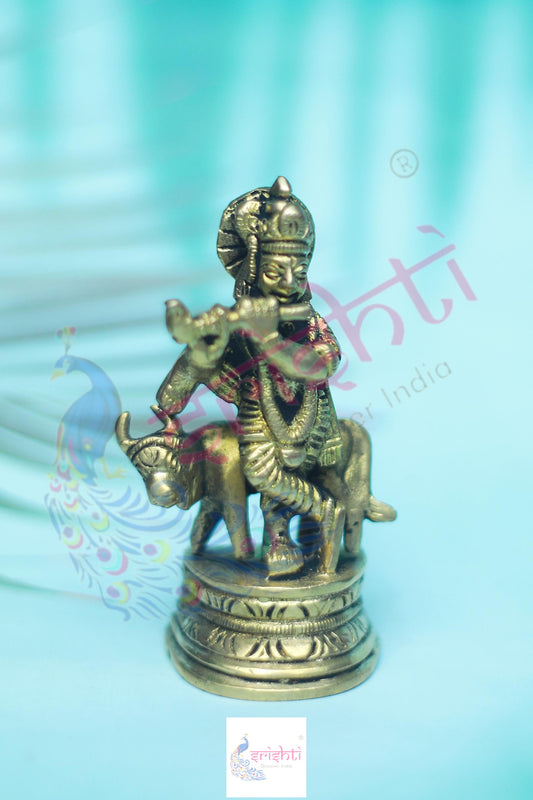 Brass Cow Krishna-3.25 Inches