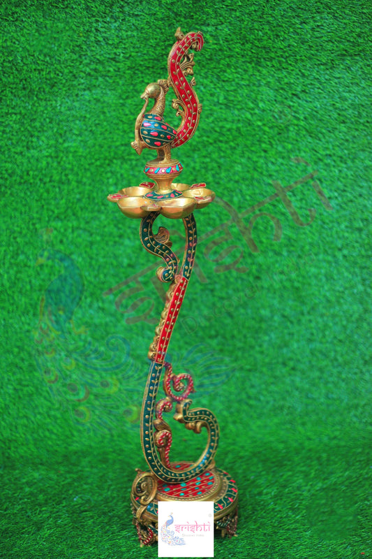 Brass Annam Diya with Stone Work-36 Inches