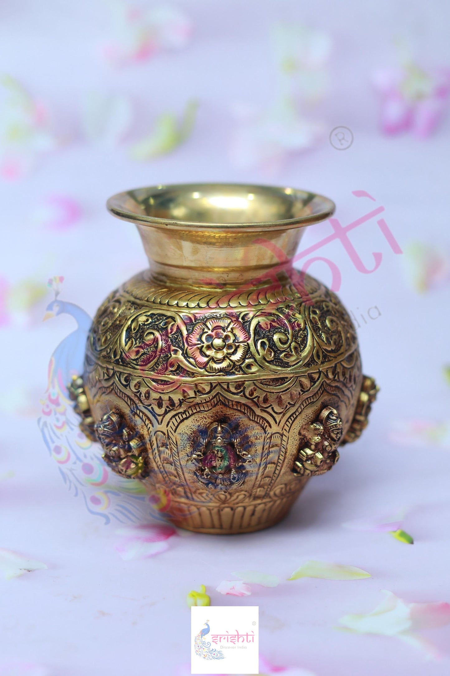 Premium Brass Ashtalakshmi Kalash-5.5 Inches