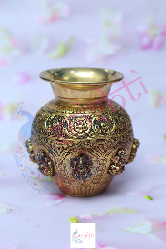 Premium Brass Ashtalakshmi Kalash-5.5 Inches