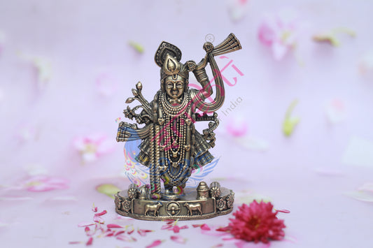 Brass Cow Krishna Stone Work-28.5 Inches