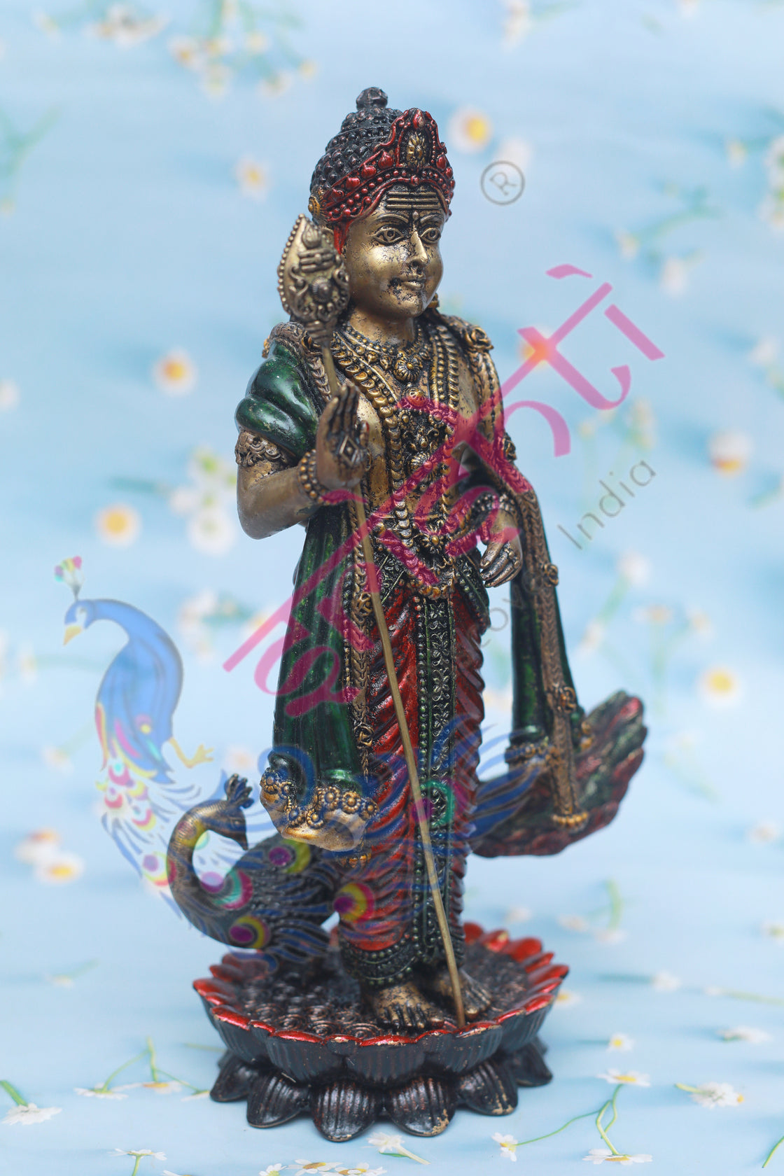 Premium Brass Lotus Murugar Color-12 Inches