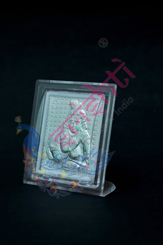 Pure Silver Crawling Laddu Krishna Acrylic Stand-3 Inches-M01