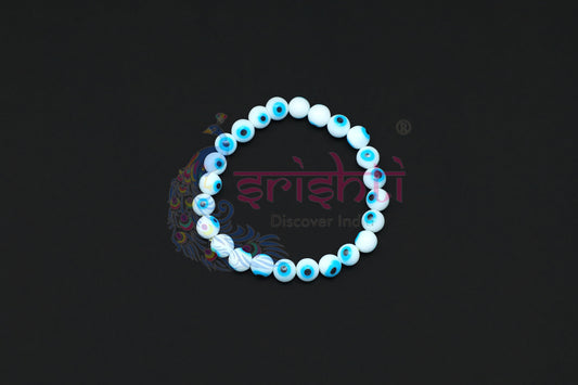Semi-Processed Beads Evil Eye White Color Bracelet