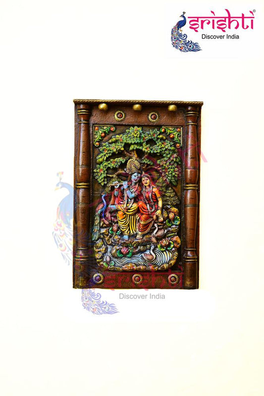 Wooden Radhakrishnan Wall Hanging Frame M01 - 30 Inches
