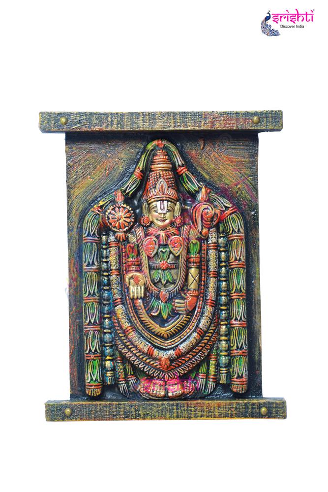 Wooden Lord Balaji Wall Hanging - 14 Inches