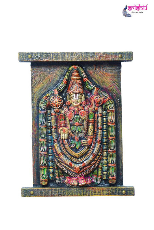 Wooden Lord Balaji Wall Hanging - 14 Inches