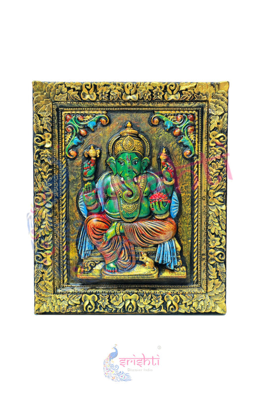 Wooden Ganesha Wall Hanging Frame -18 Inches