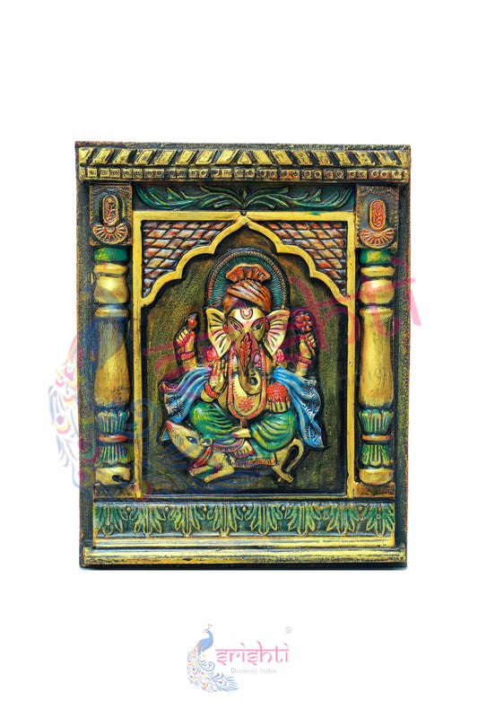 Wooden Ganesha Wall Hanging  M01 -15 Inches