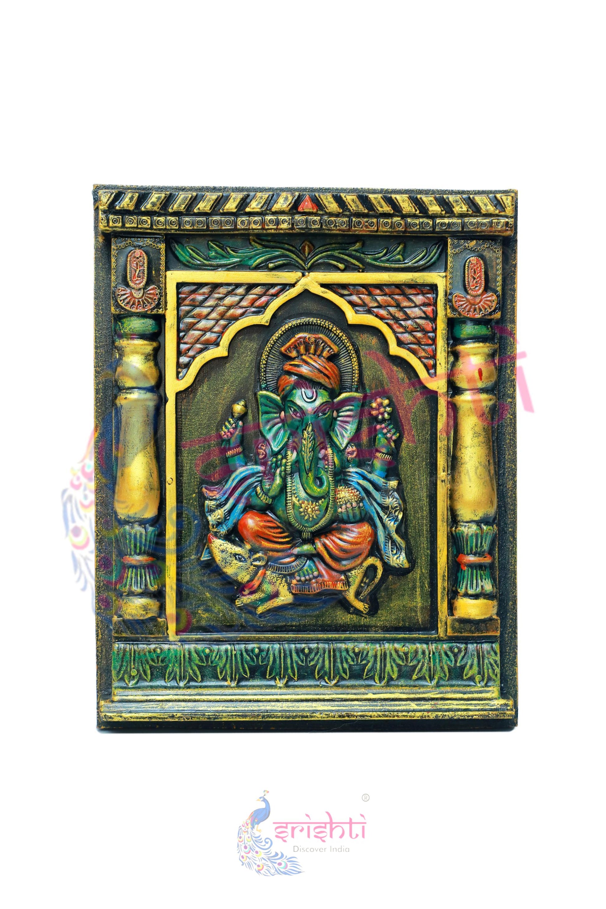 Wooden Ganesha Wall Hanging  M02 -15 Inches