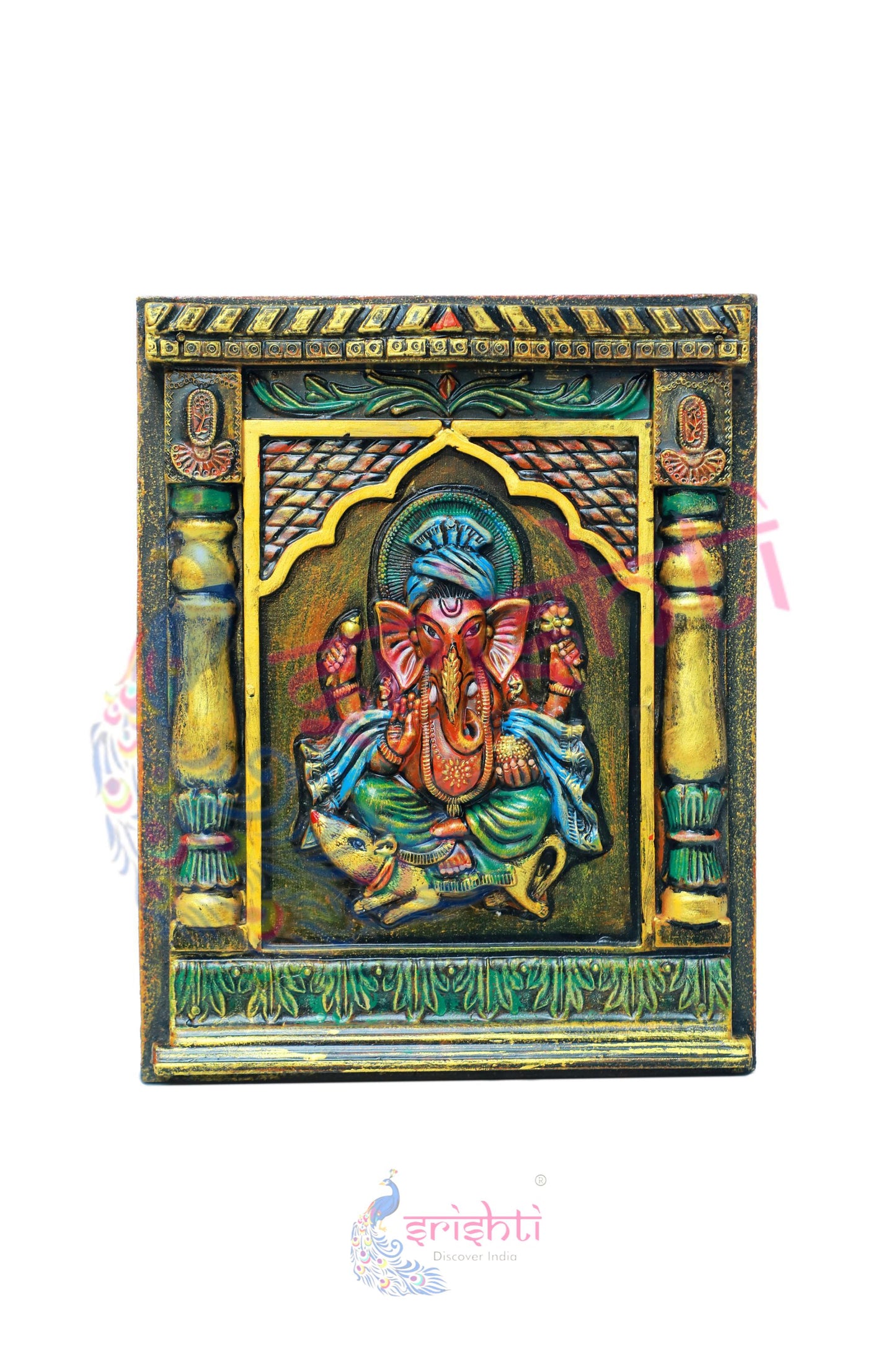 Wooden Ganesha Wall Hanging  M03 -15 Inches