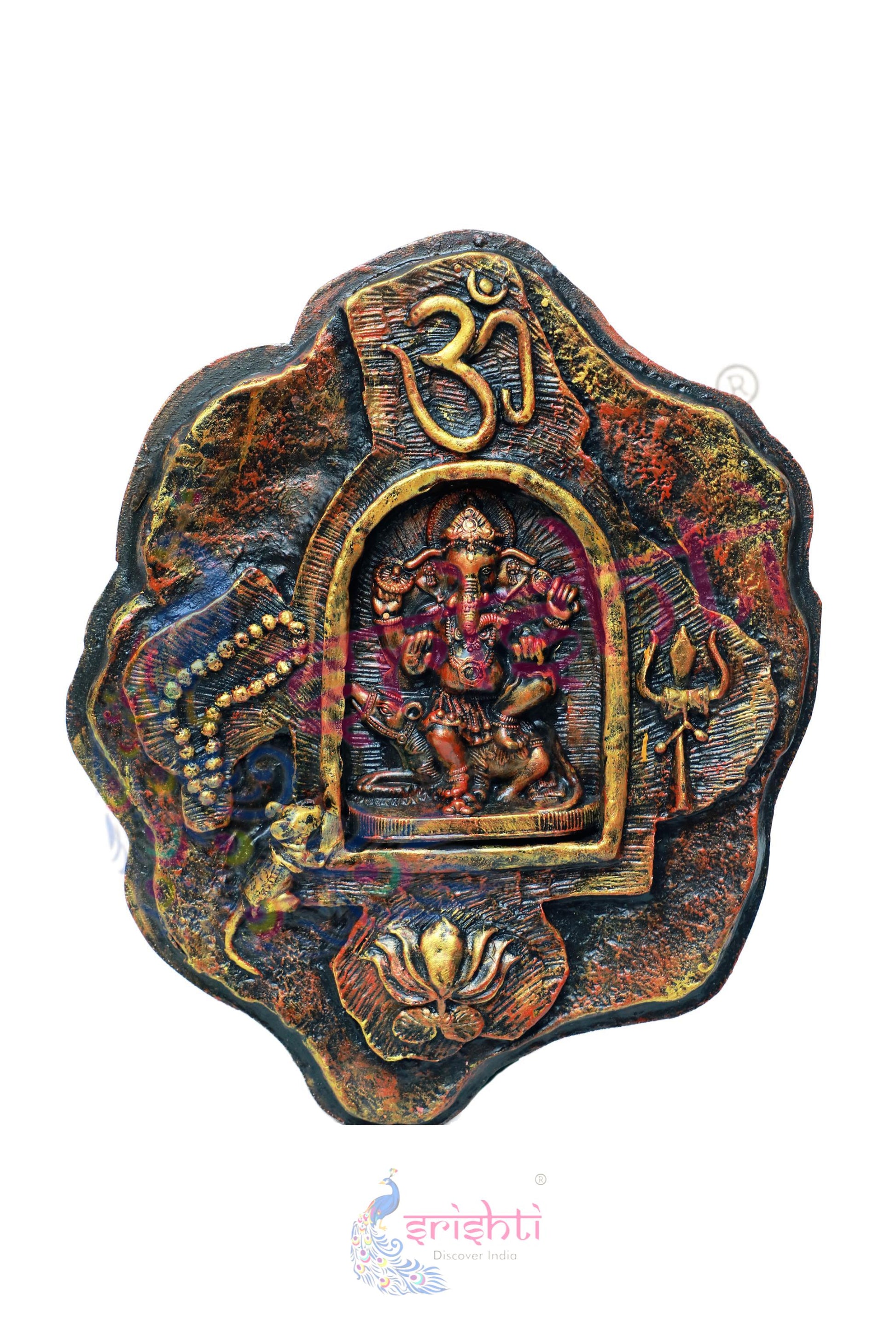 Wooden Ganesha Designer  Wall Hanging - 20.5 Inches