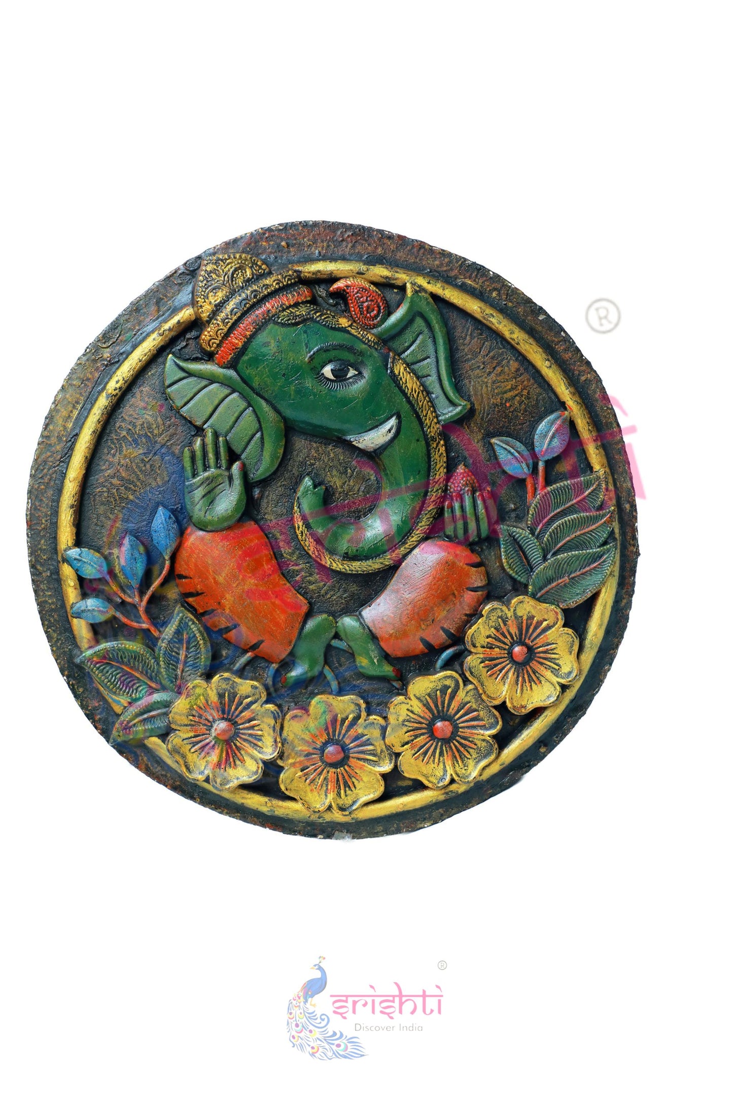Wooden Ganesha Wall Hanging M01 -19.5 Inches