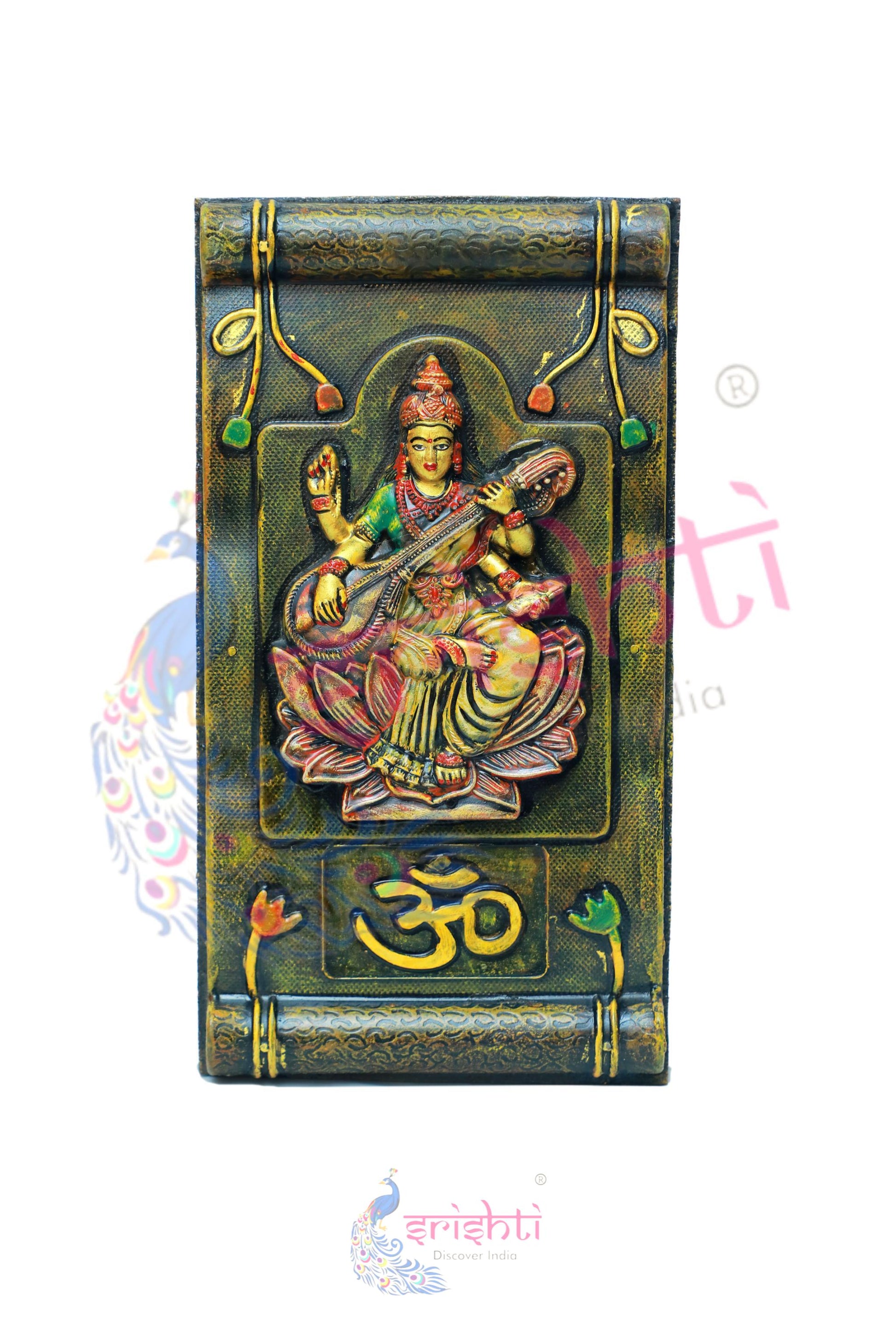 Wooden Saraswathy Wall Hanging Frame -15.5 Inches