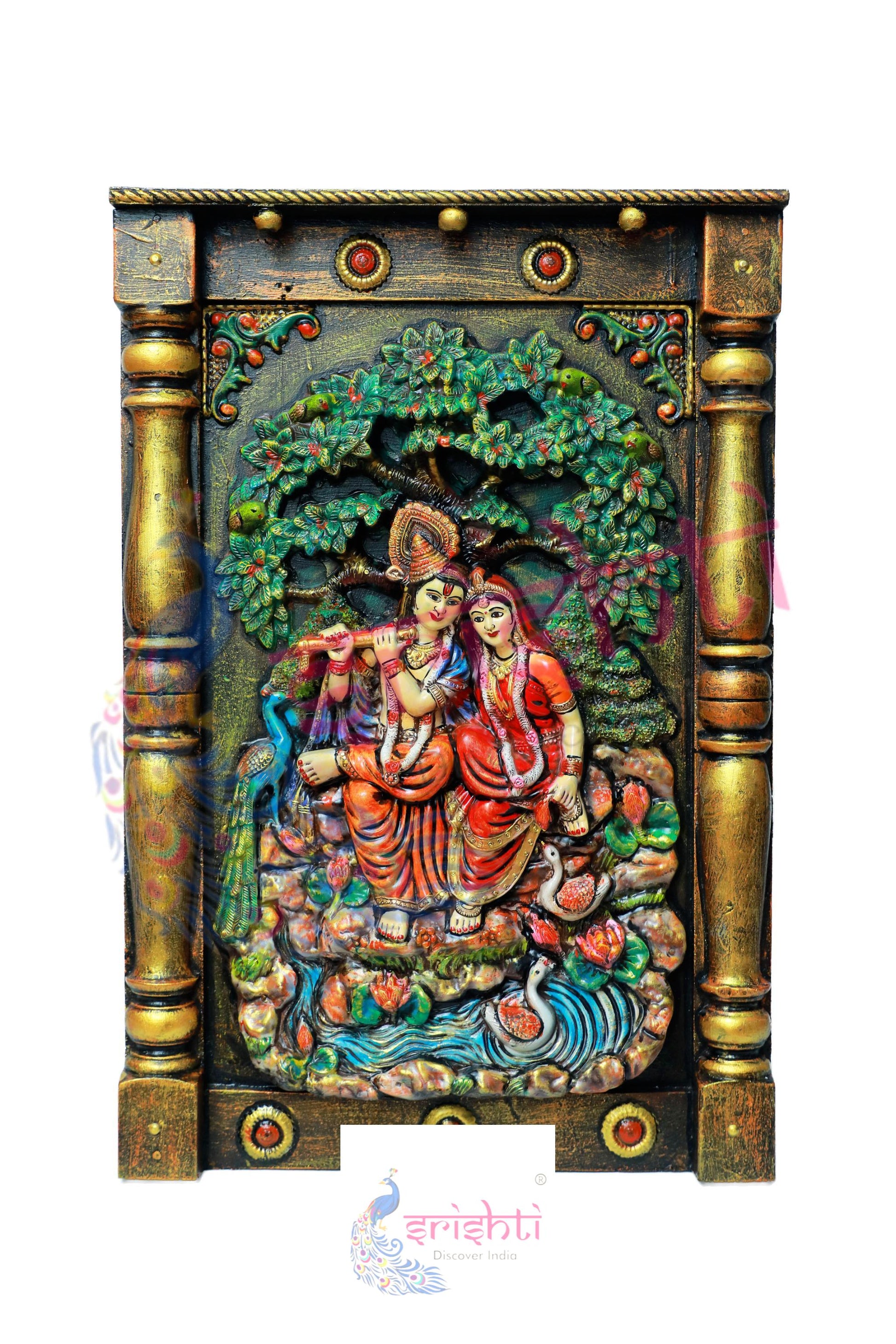 Wooden Radhakrishnan Wall Hanging Frame M03 - 30 Inches