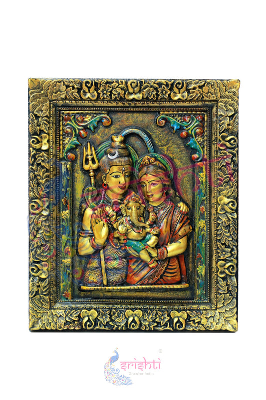 Wooden Shivan Family Wall Hanging - 18 Inches