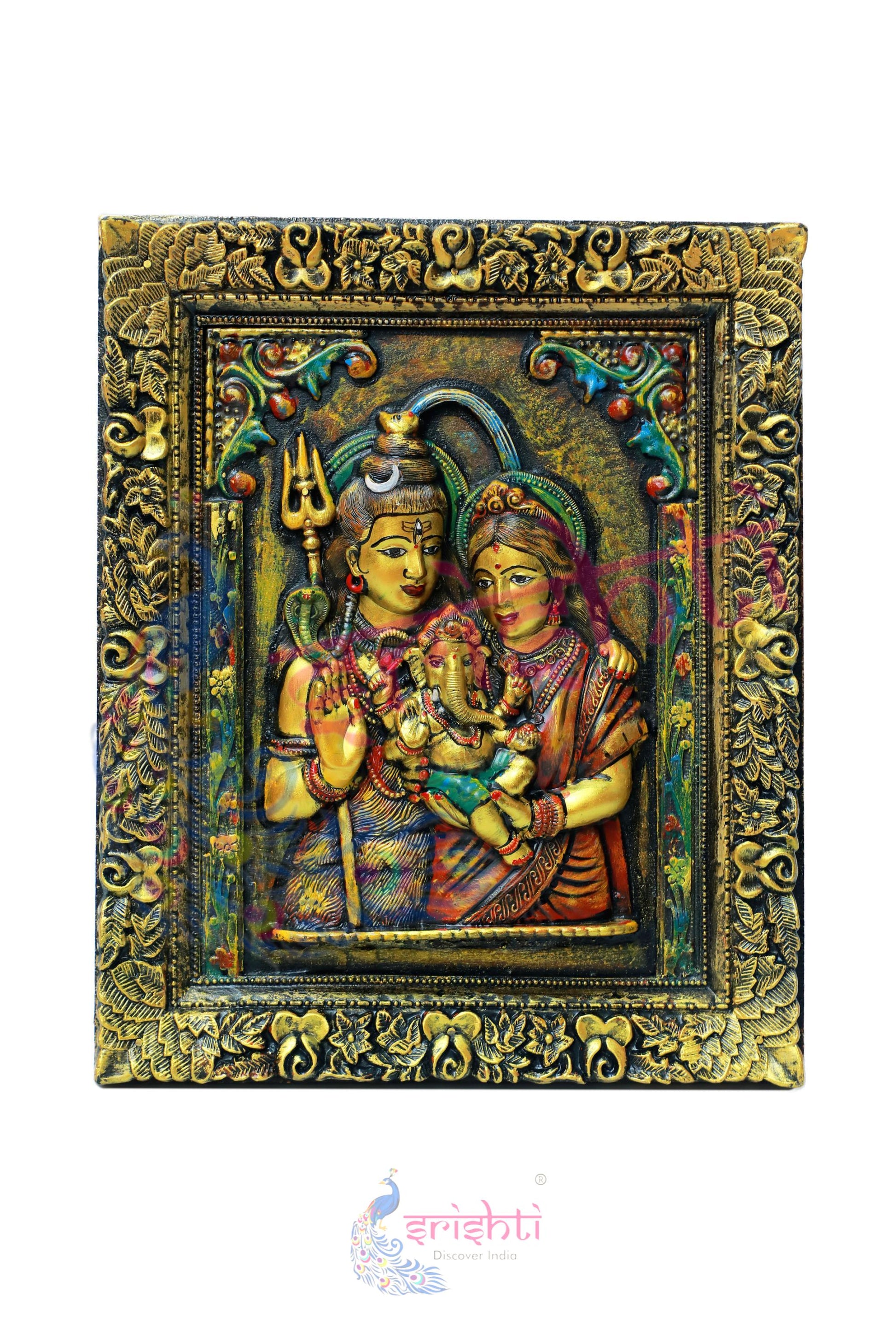 Wooden Shivan Family Wall Hanging - 18 Inches