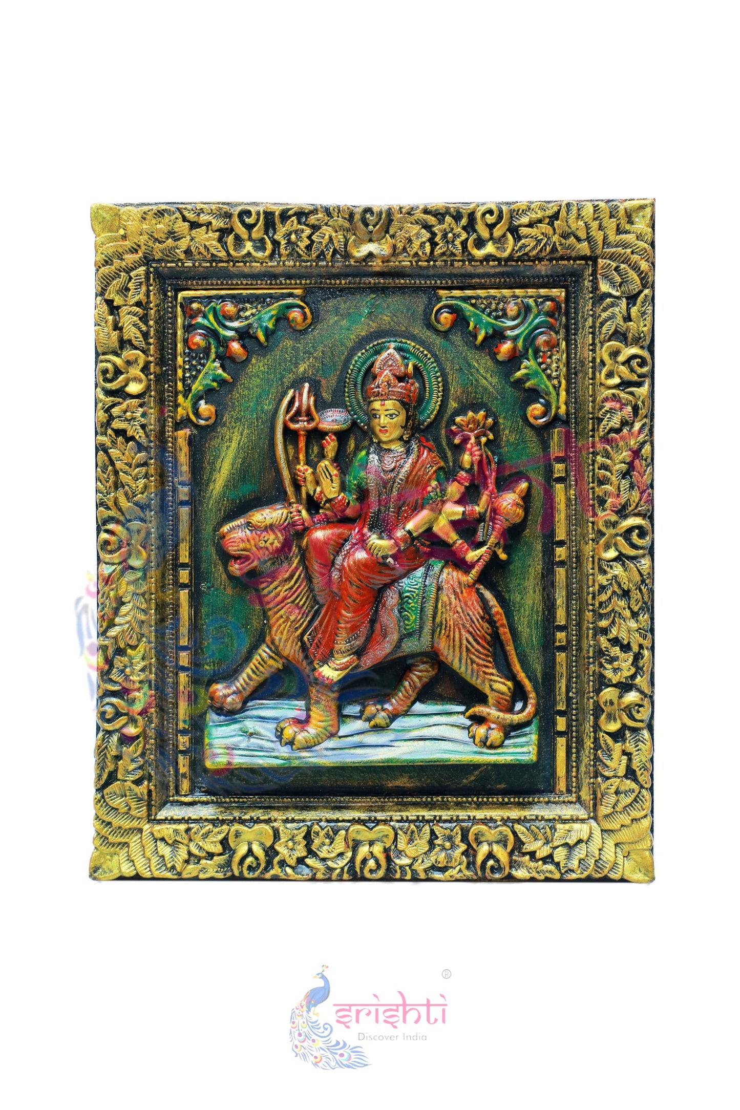 Wooden Durga Face Wall Hanging Frame M01 -18 Inches