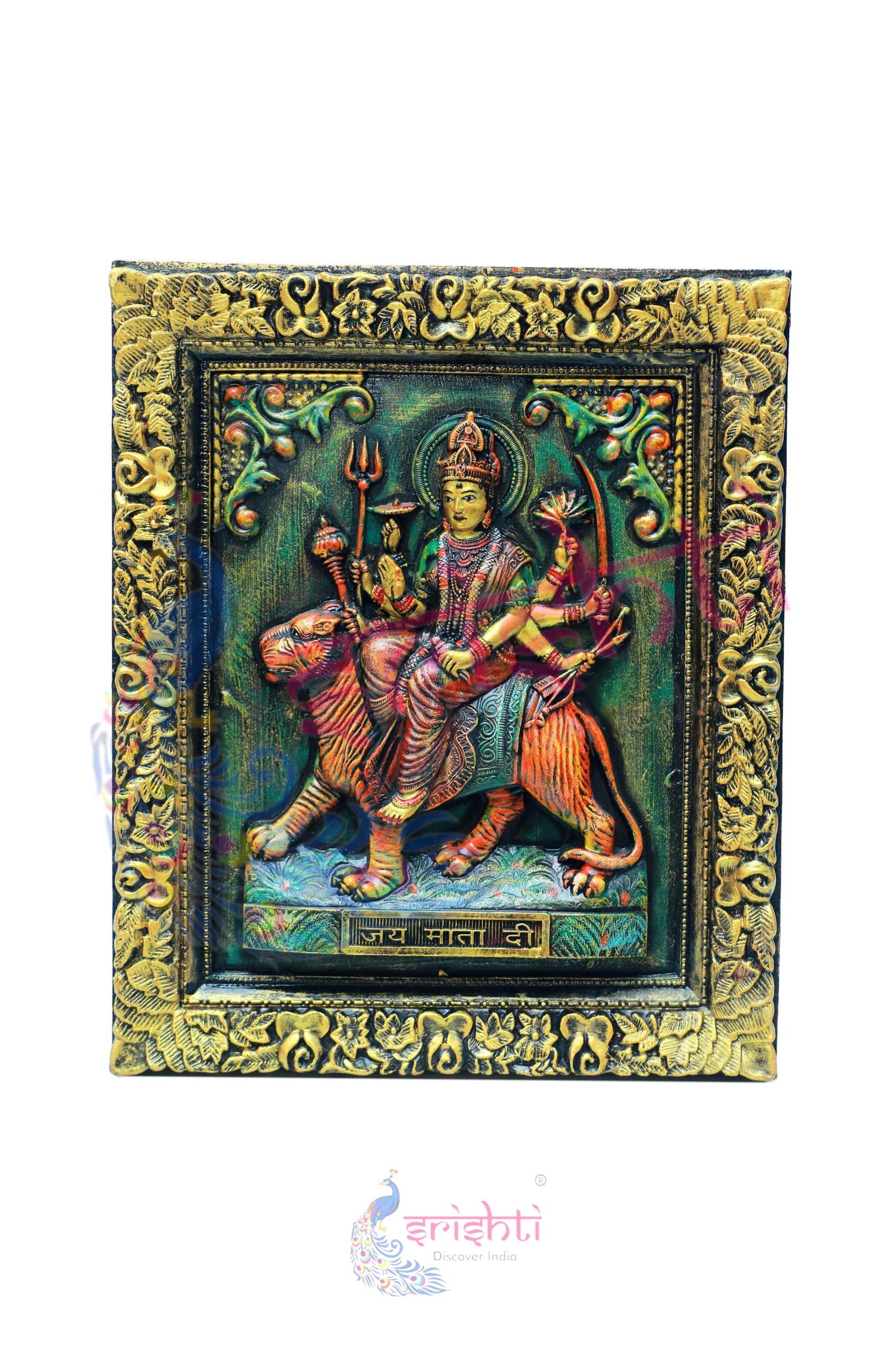 Wooden Durga Face Wall Hanging Frame M02 -18 Inches