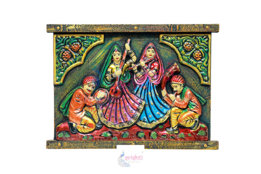 Wooden Rajasthani Musical Set  Wall Hanging Frame  - 14.5 Inches