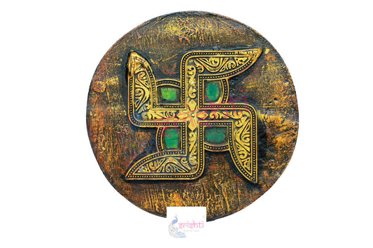 Wooden Swastik  Wall Hanging  - 12  Inches