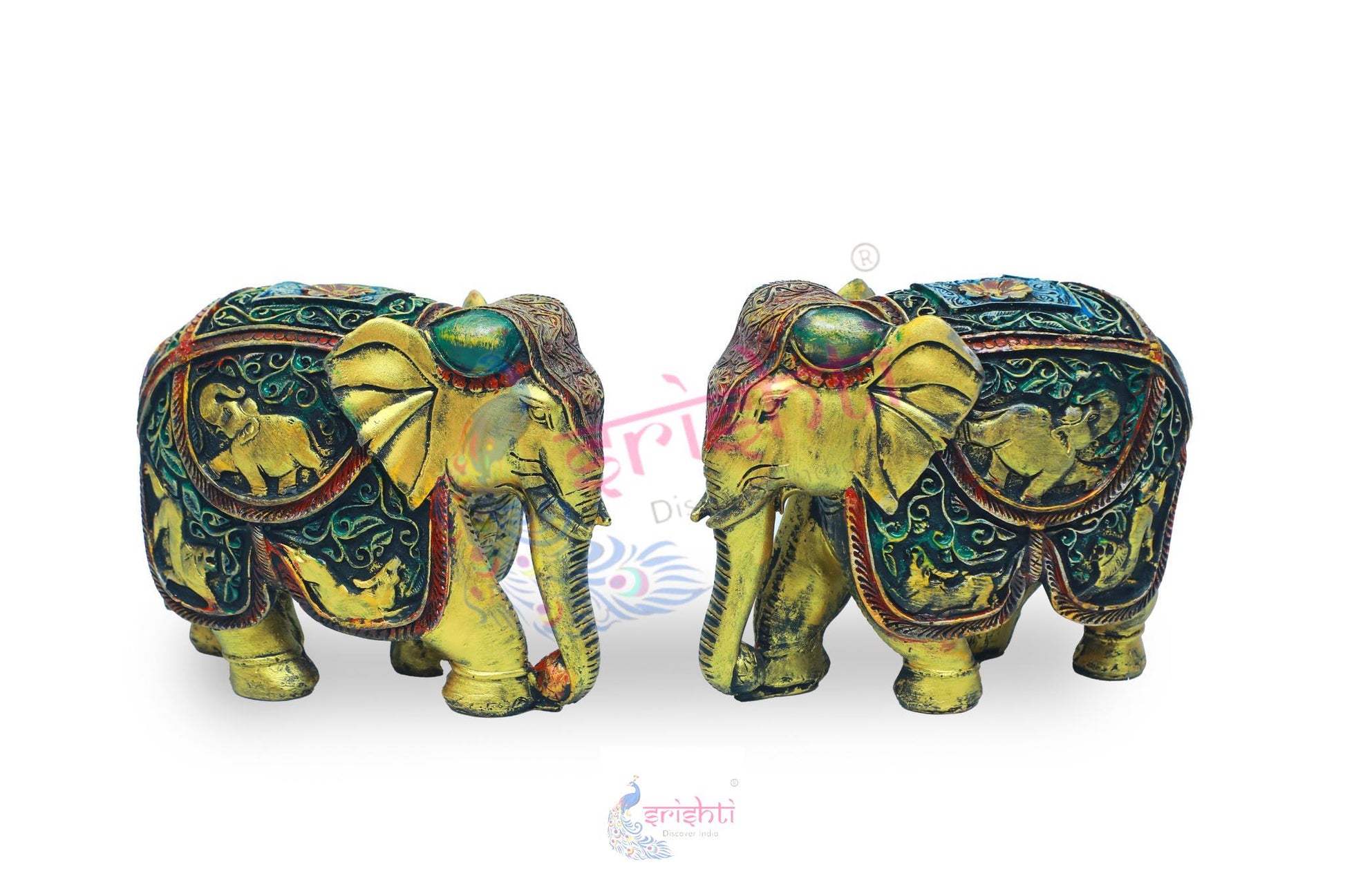 Wooden Elephant Pair M01 - 6  Inches