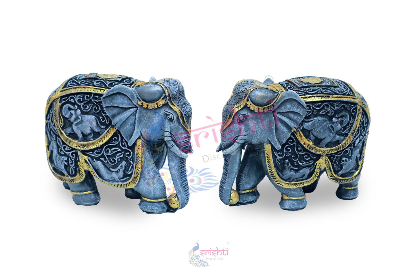 Wooden Elephant Pair M02 - 6 Inches