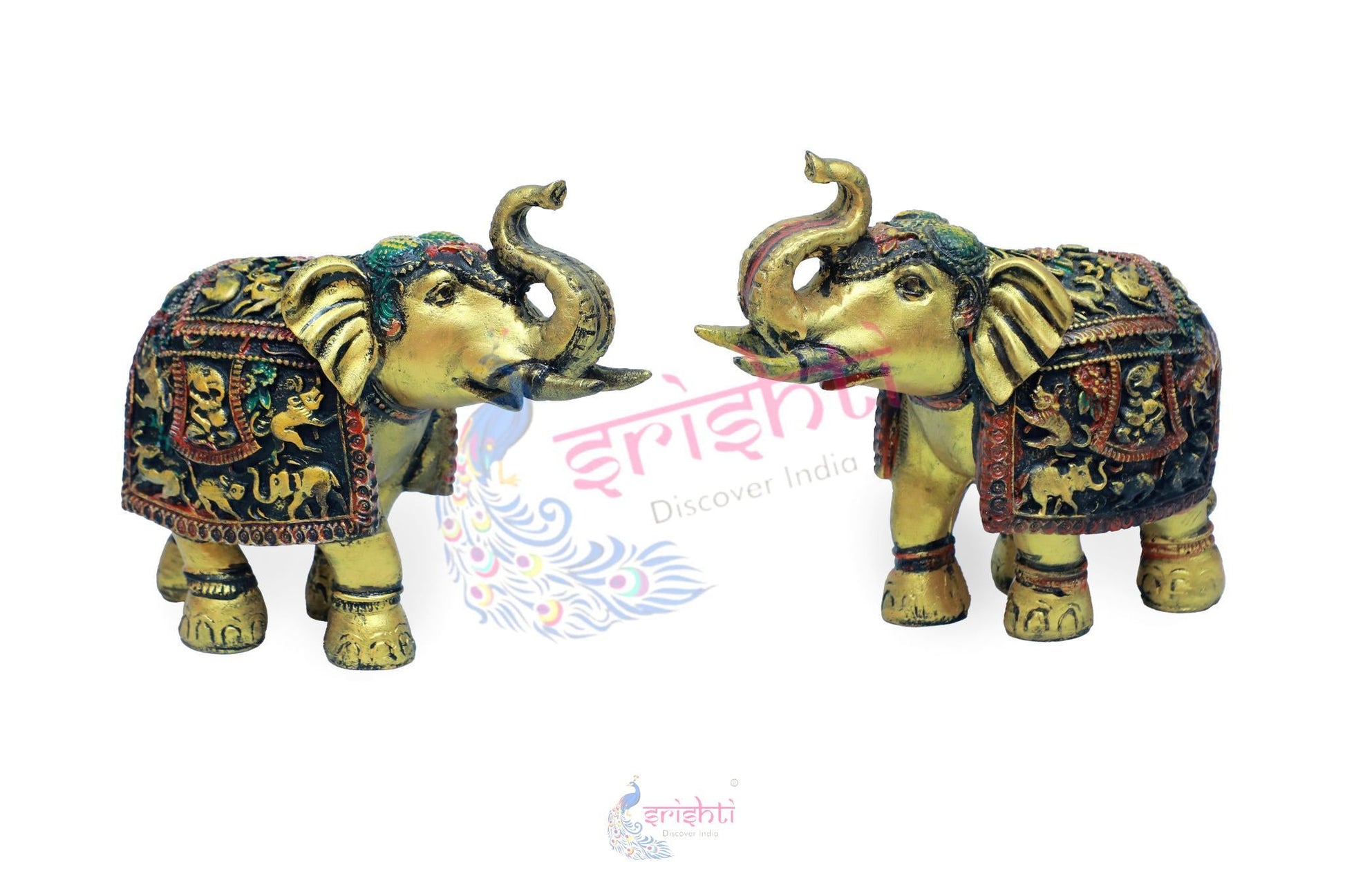 Wooden Elephant Pair M04 - 7.5  Inches