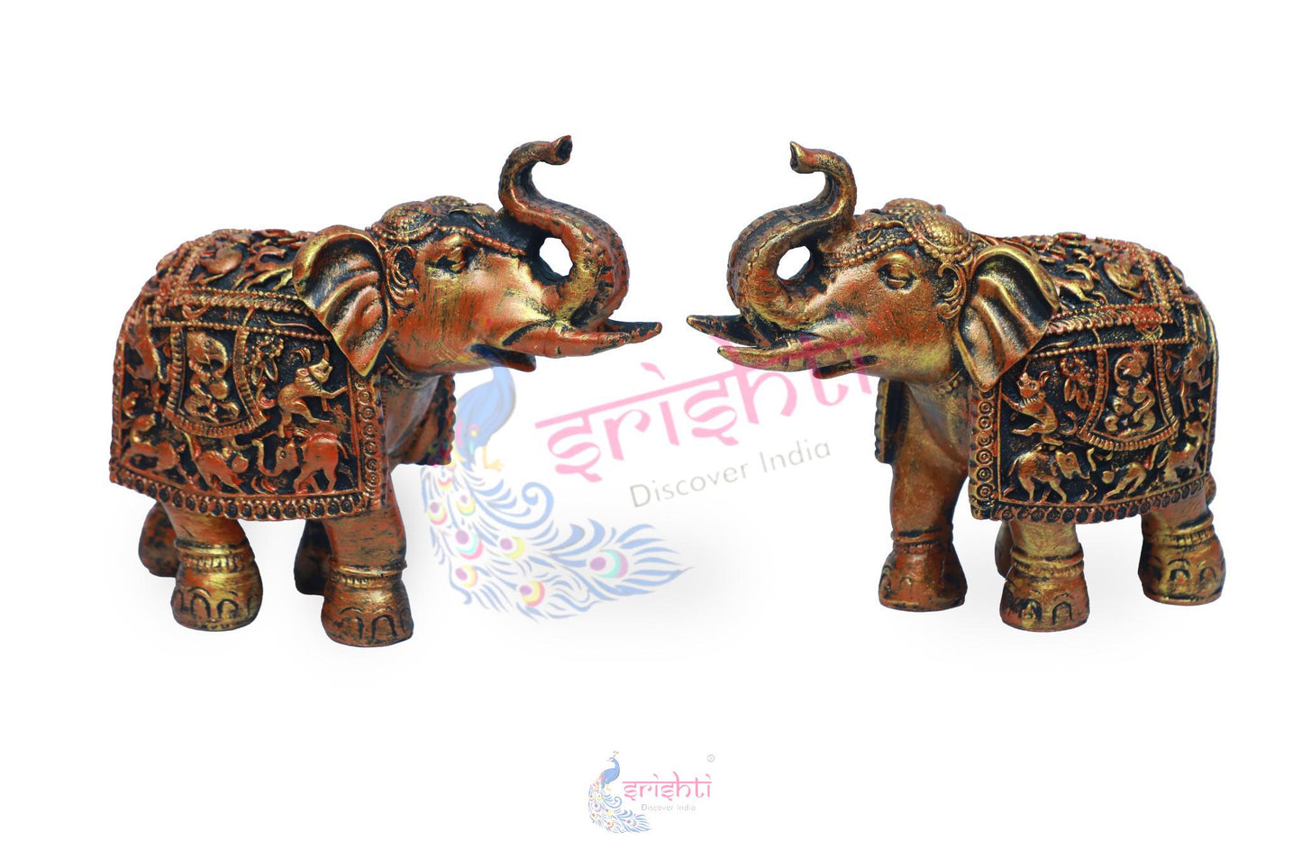 Wooden Elephant Pair M05 - 7.5  Inches