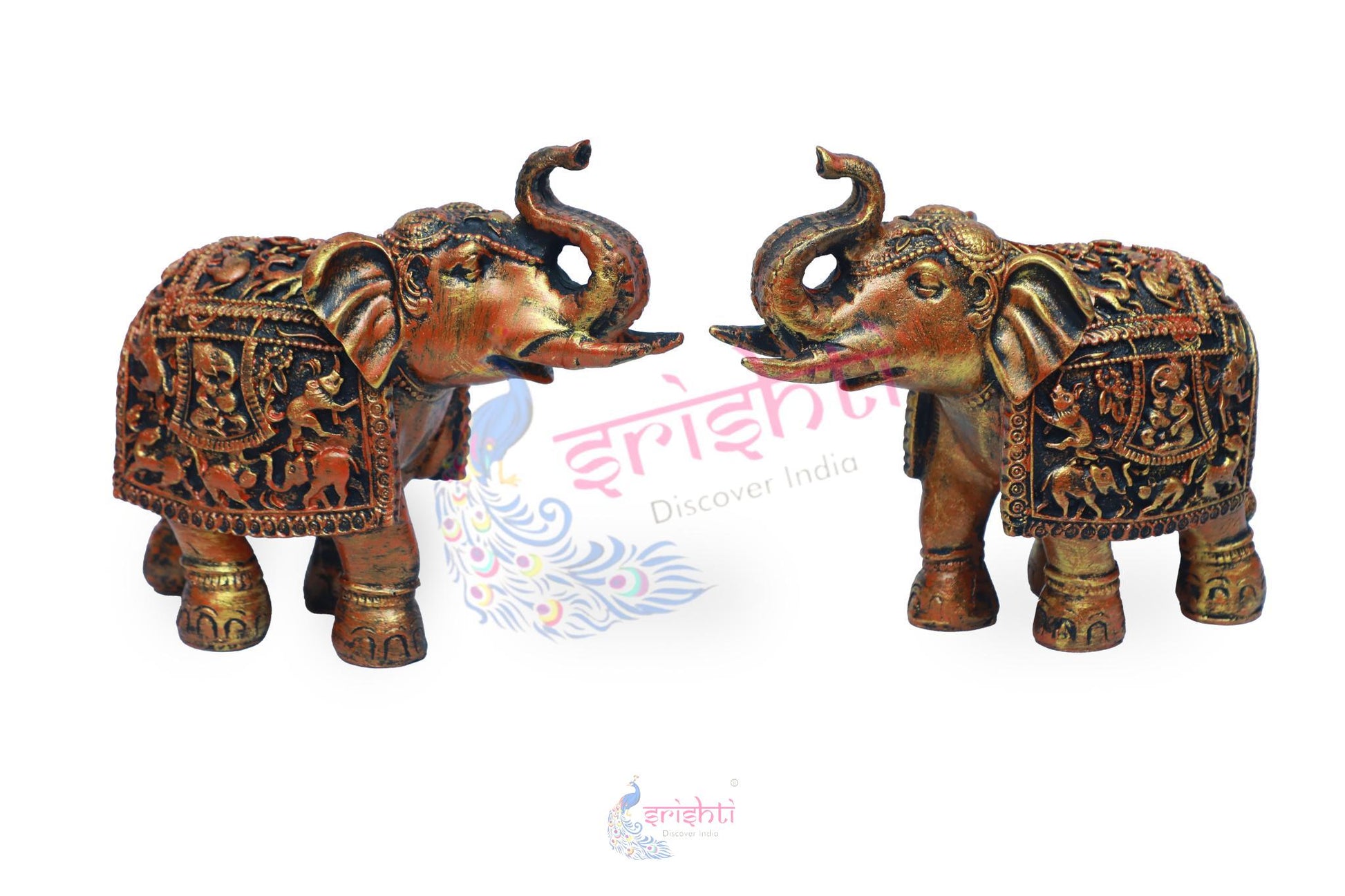 Wooden Elephant Pair M05 - 7.5  Inches